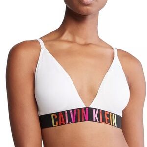 Calvin Klein Bra Intense Power Pride Lined Triangle White Rainbow Bralette